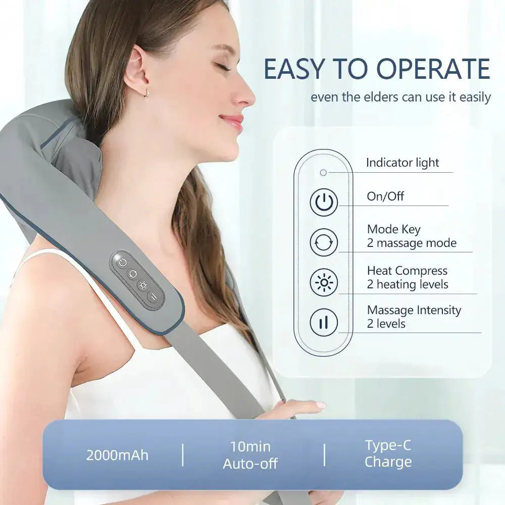 Neck and Shoulder Massager – Electric Shiatsu, Heat Therapy, Deep Tissue Relief